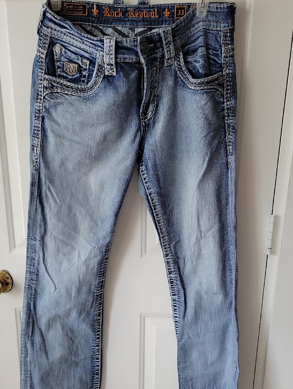 Rock Revival Faded Light Blue Denim Jeans